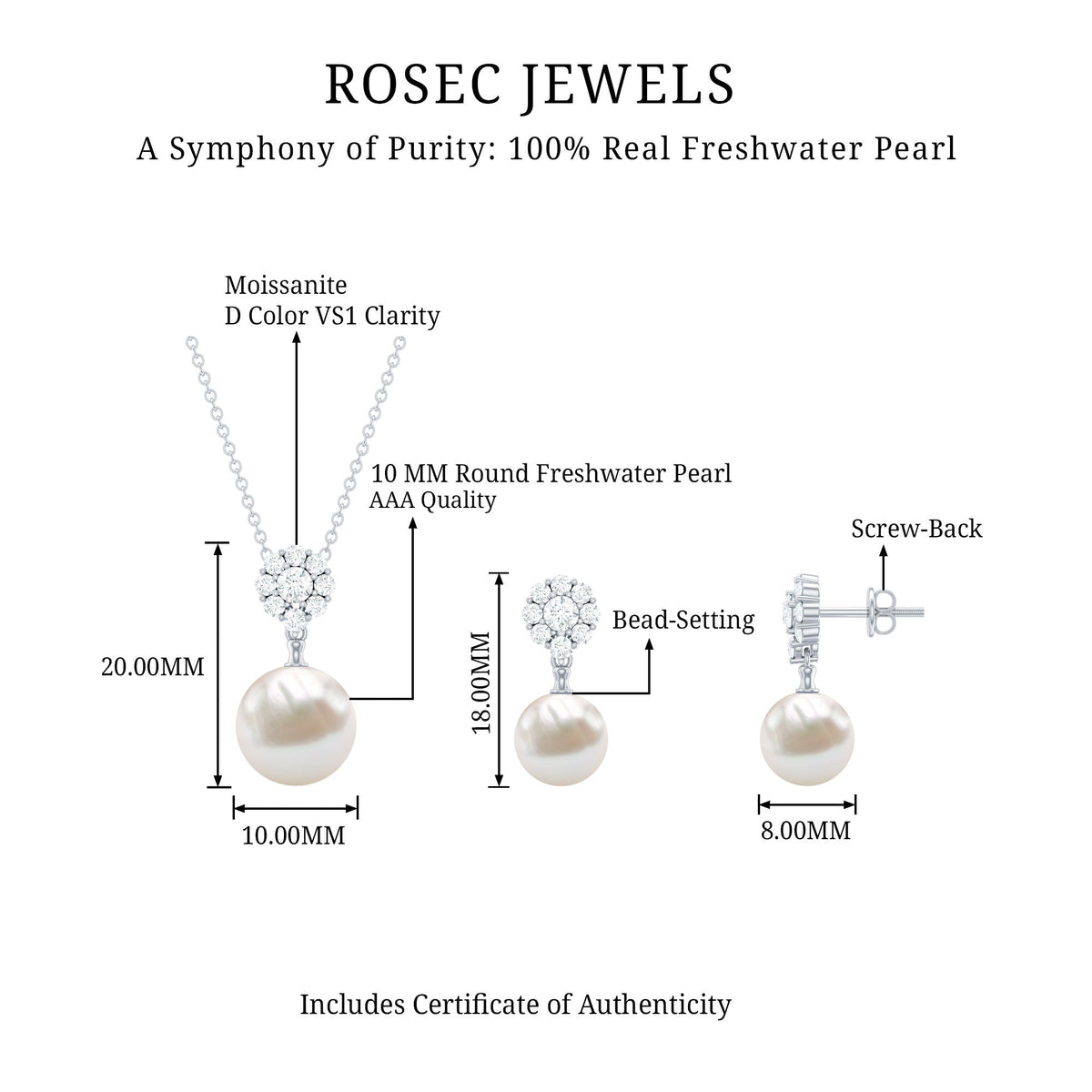 Genuine freshwater pearl flower jewelry set for brides by Rosec Jewels, featuring elegant pearl and floral design for wedding accessories.