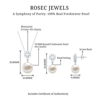 Genuine freshwater pearl flower jewelry set for brides by Rosec Jewels, featuring elegant pearl and floral design for wedding accessories.