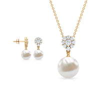 Genuine freshwater pearl flower jewelry set for brides, featuring elegant pearl and floral designs by Rosec Jewels.