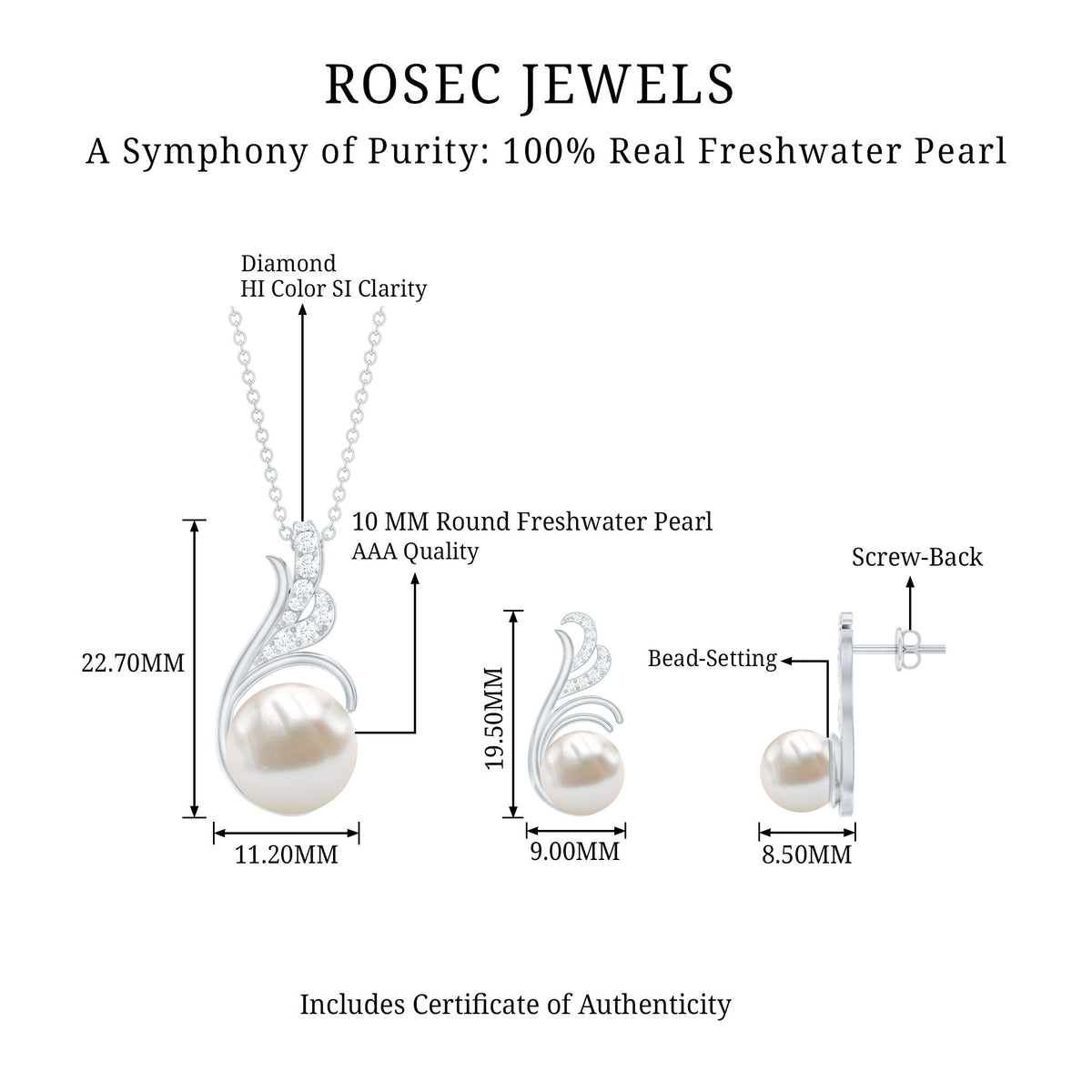 Freshwater Pearl and Diamond Designer Jewelry Set