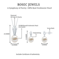 Natural Freshwater Pearl Drop Jewelry Set with Diamond