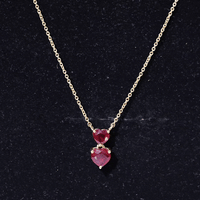 Lab Certified Ruby Double Heart Necklace for Women