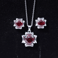 Lab Created Ruby Necklace and Earrings Set for Women