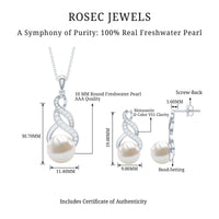Round Freshwater Pearl and Diamond Bridal Drop Jewelry Set