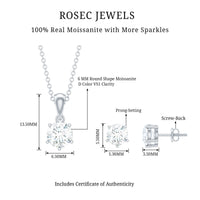 Certified Round Shape Moissanite Solitaire Jewelry Set