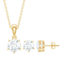 Certified Round Shape Moissanite Solitaire Jewelry Set