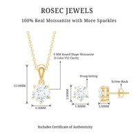 Certified Round Shape Moissanite Solitaire Jewelry Set