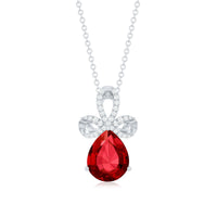 Designer Lab Grown Ruby Pendant Necklace with Diamond