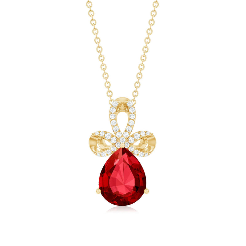 Rosec Jewels Designer Lab Grown Ruby pendant necklace with sparkling diamonds, featuring a elegant pendant design.