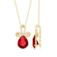 Designer Lab Grown Ruby Pendant Necklace with Diamond