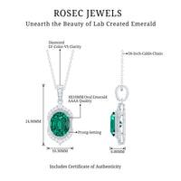 Certified Lab Grown Emerald Vintage Inspired Necklace With Diamond