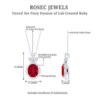 Lab Grown Ruby Designer Art Deco Necklace with Diamond Accent