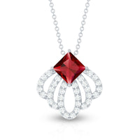 Lab Grown Ruby Diamond Designer Wedding Necklace