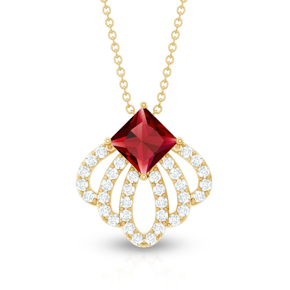 Lab Grown Ruby Diamond Designer Wedding Necklace