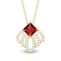 Lab Grown Ruby Diamond Designer Wedding Necklace