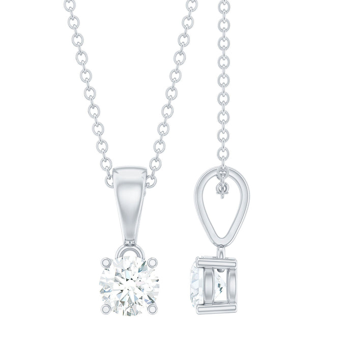 Brilliant cut lab grown diamond solitaire pendant on silver chain from Rosec Jewels, showcasing the elegant jewelry design.