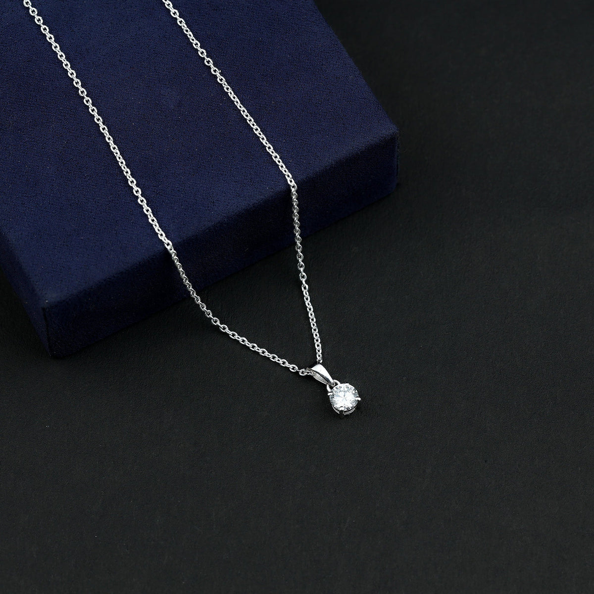 5mm Brilliant Cut Lab Grown Diamond Solitaire Necklace With Silver Chain