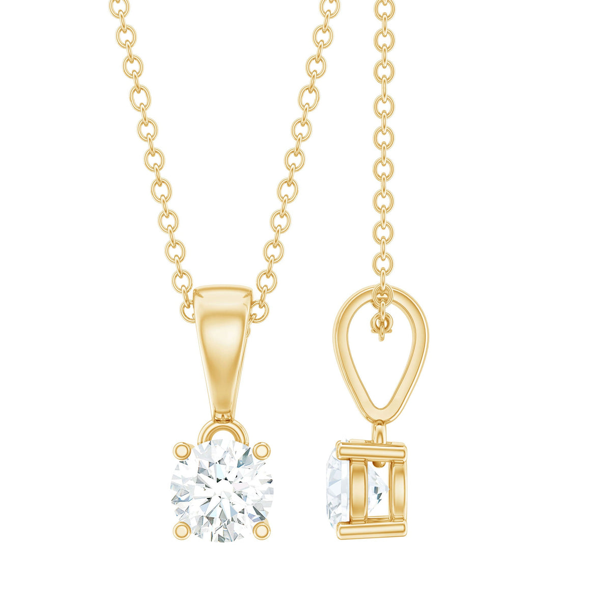 Round Brilliant Cut 5 MM Lab Diamond Solitaire Necklace for Women