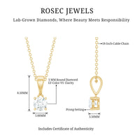 Round Brilliant Cut 5 MM Lab Diamond Solitaire Necklace for Women