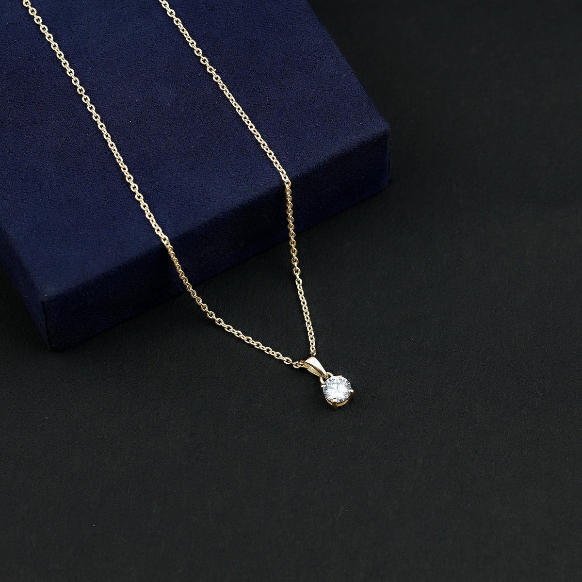Round Brilliant Cut 5 MM Lab Diamond Solitaire Necklace for Women