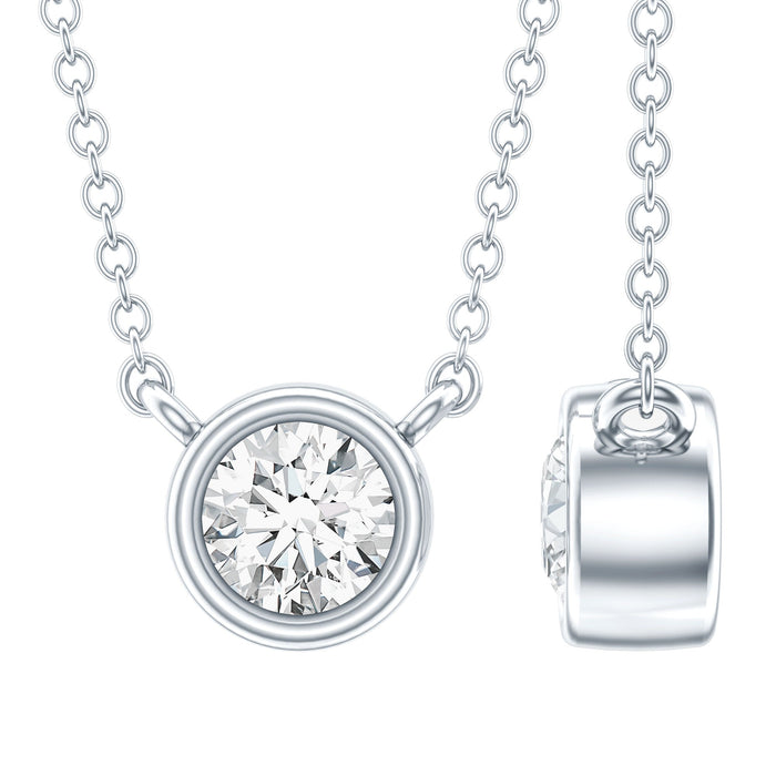 Sterling silver pendant with a half carat lab-grown diamond solitaire necklace featuring a rose gold setting.
