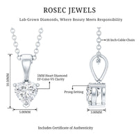 Certified 0.5 Carat Lab Grown Diamond Heart Necklace With Silver Chain