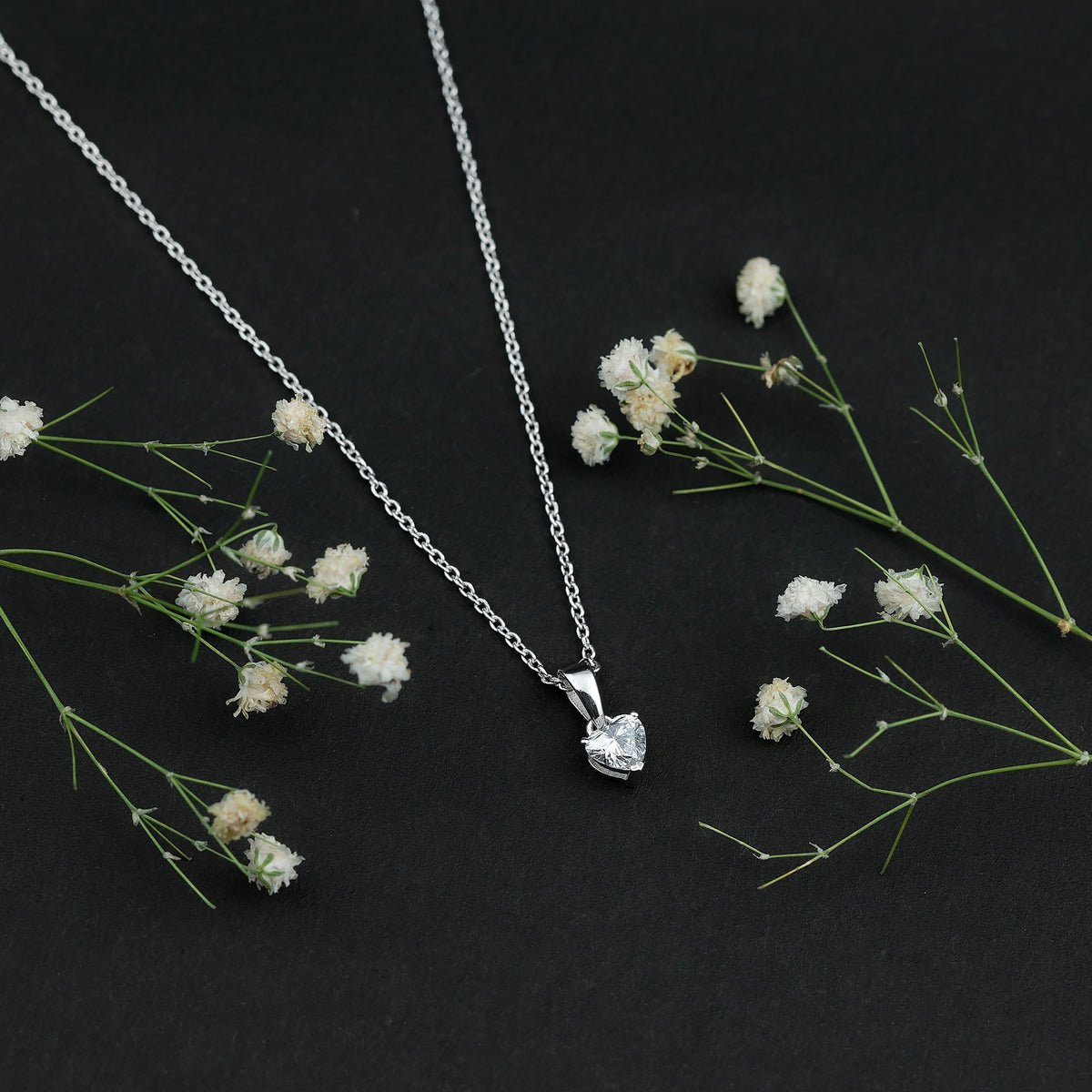 5 MM Lab Grown Diamond Heart Necklace For Women