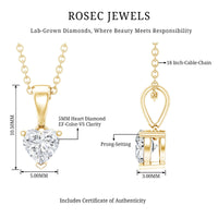 5 MM Lab Grown Diamond Heart Necklace For Women