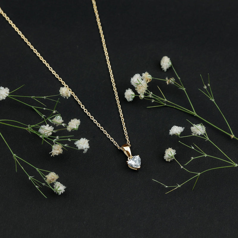 Rosec Jewels 5mm lab-grown diamond heart pendant necklace for women, featuring sparkling gemstone and elegant design.