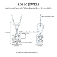 Certified 0.9 Carat Lab Grown Diamond Solitaire Necklace with Silver Chain