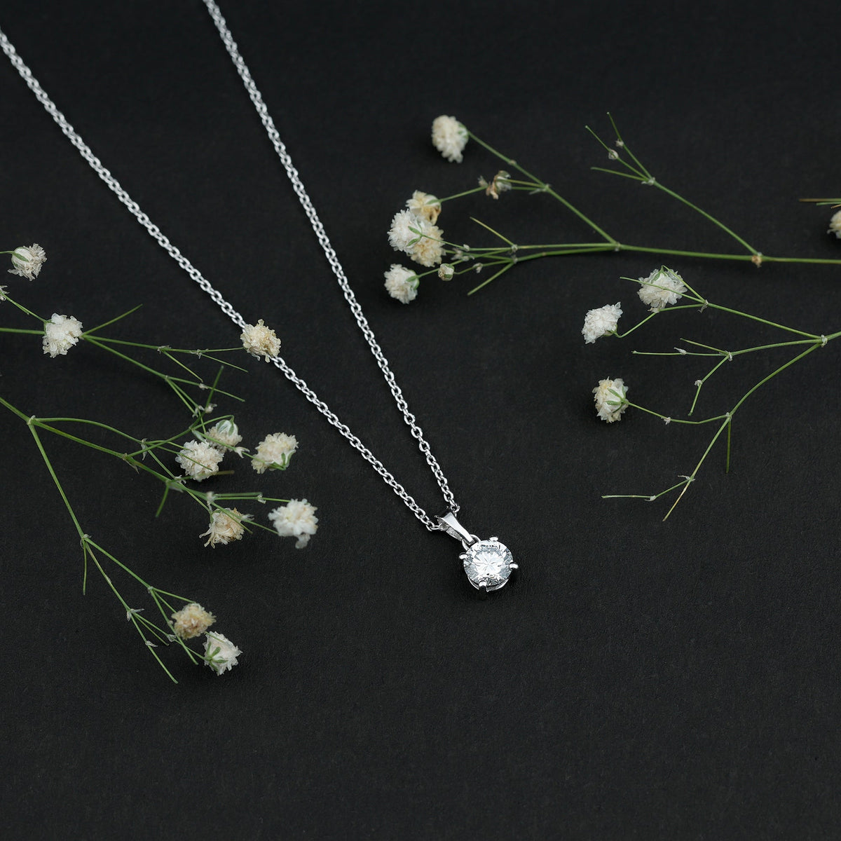 Certified 0.9 Carat Lab Grown Diamond Solitaire Necklace with Silver Chain