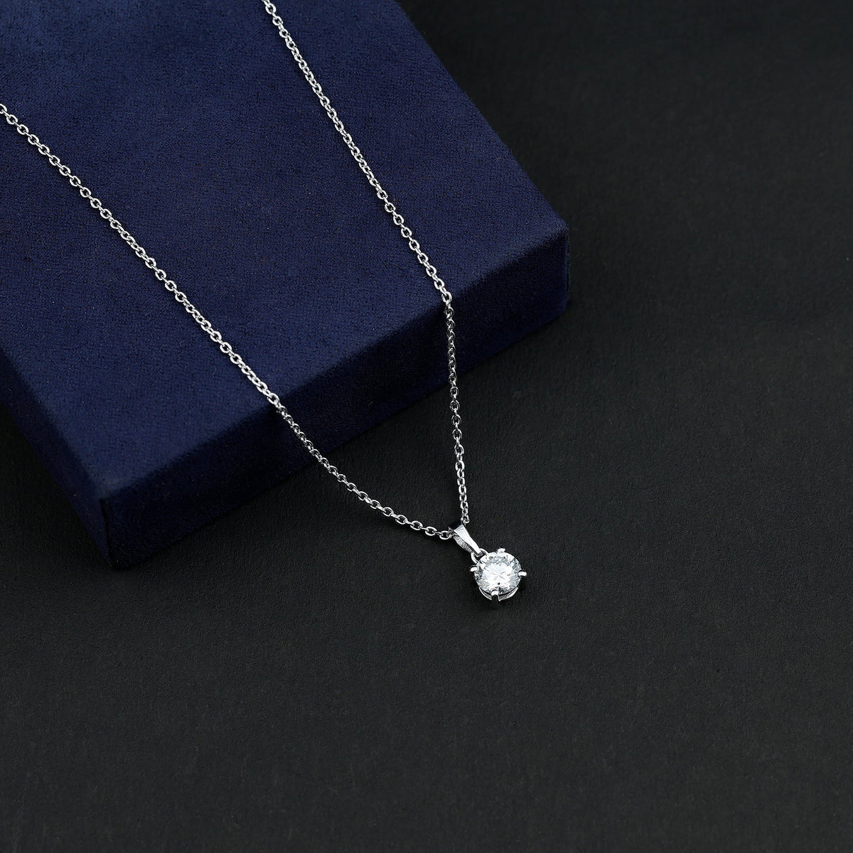 Certified 0.9 Carat Lab Grown Diamond Solitaire Necklace with Silver Chain