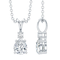 6X5mm Pear Lab Grown Diamond Teardrop Necklace With Silver Chain