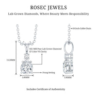 6X5mm Pear Lab Grown Diamond Teardrop Necklace With Silver Chain
