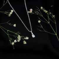 6X5mm Pear Lab Grown Diamond Teardrop Necklace With Silver Chain