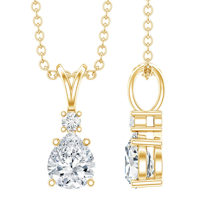 Lab-grown diamond teardrop pendant necklace with 6x5 mm diamond, crafted by Rosec Jewels, featuring elegant jewelry design.