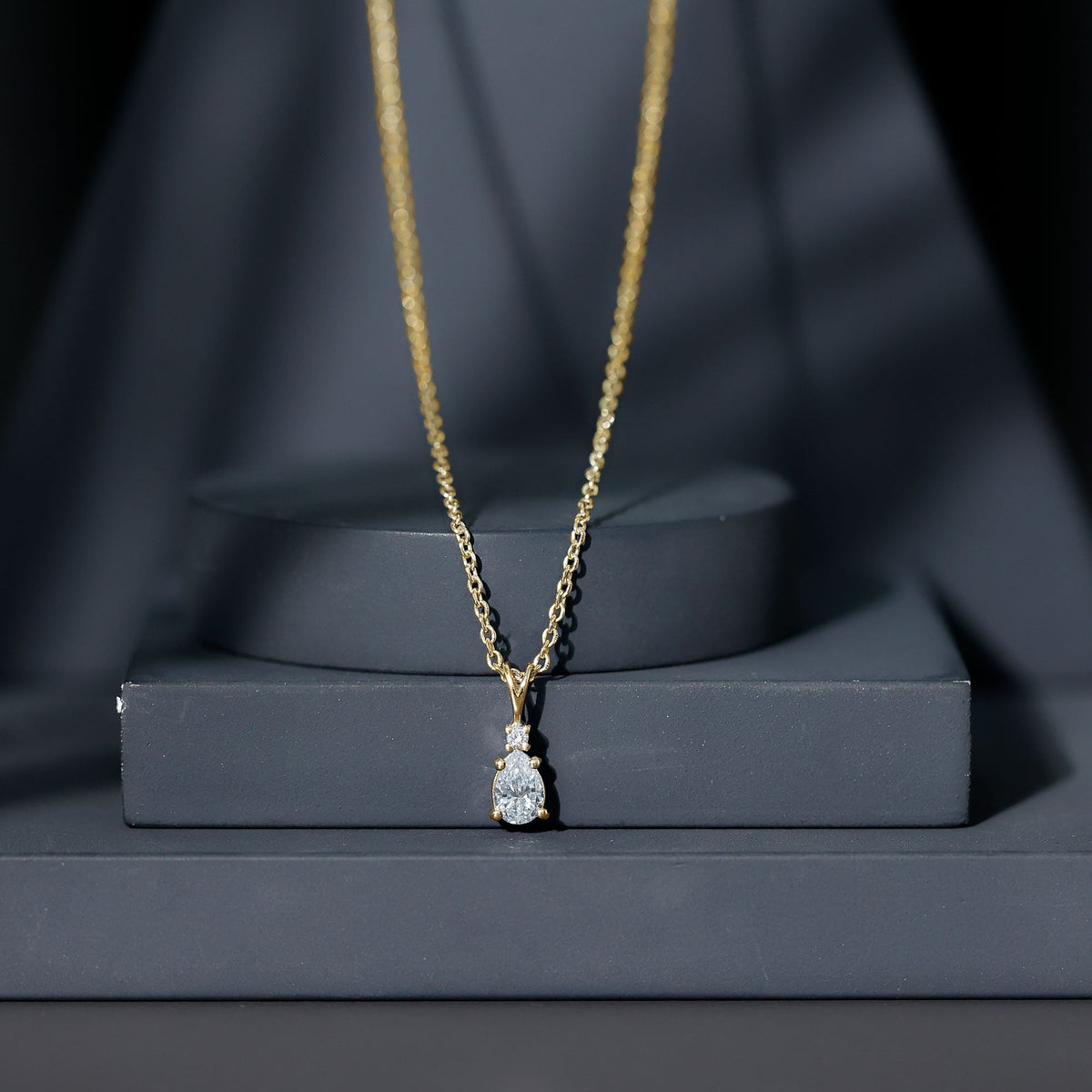 6X5 MM Lab Grown Diamond Teardrop Pendant Necklace