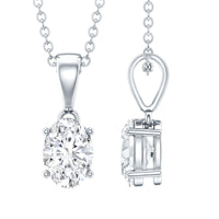 0.75 Carat Oval Lab Grown Diamond Solitaire Necklace with Silver Chain