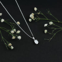 0.75 Carat Oval Lab Grown Diamond Solitaire Necklace with Silver Chain