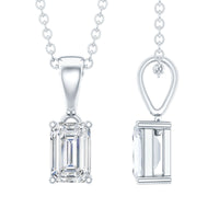 0.7 Carat Lab Grown Diamond Emerald Cut Necklace with Silver Chain