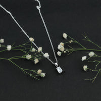 0.7 Carat Lab Grown Diamond Emerald Cut Necklace with Silver Chain