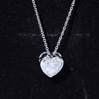 Bezel Set 2 Carat Cubic Zirconia Heart Pendant Necklace with Chain