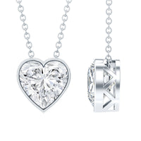 Bezel Set 2 Carat Cubic Zirconia Heart Pendant Necklace with Chain