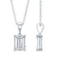 6X8mm Emerald Cut Cubic Zirconia Solitaire Necklace With Silver Chain