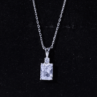 Certified 1.87 Carat Emerald Cut Cubic Zirconia Pendant Necklace with Silver Chain