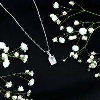 Certified 1.87 Carat Emerald Cut Cubic Zirconia Pendant Necklace with Silver Chain