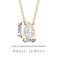 Pear Shape Real Diamond Solitaire Necklace