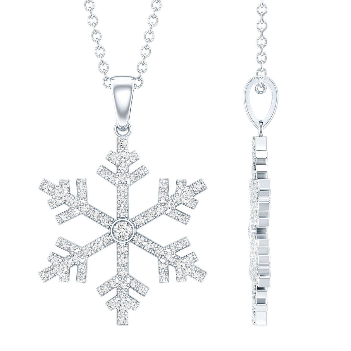 Genuine Diamond Snowflake Pendant for Women