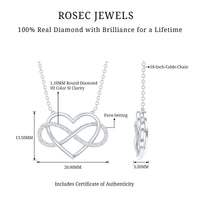 Certified diamond infinity heart necklace by Rosec Jewels featuring sparkling diamonds and a delicate pendant design.