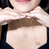 Rosec Jewels Certified Diamond Infinity Heart Necklace featuring sparkling diamonds on a delicate chain.